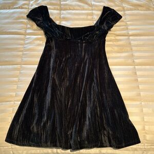 Black velvet mini dress